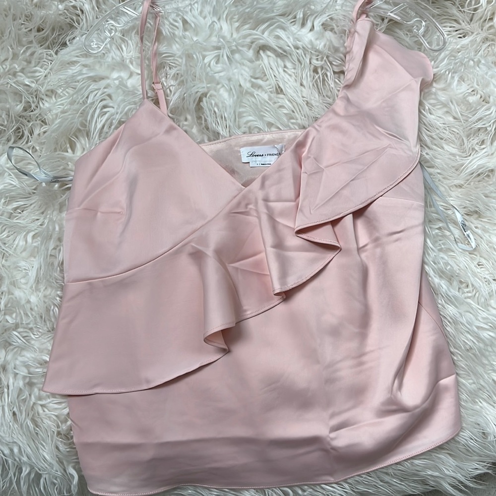 Lined soft pink silk top